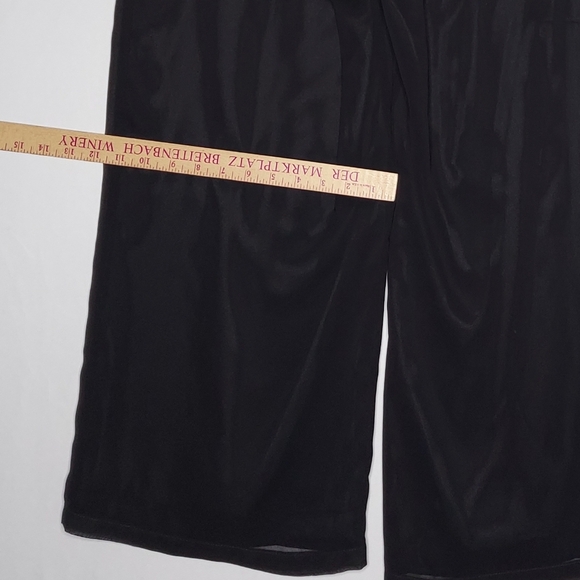 JS Collections Wide Leg Pants 16 Black Sheer Chiffon Lined Zip Side Office Party - Picture 7 of 10
